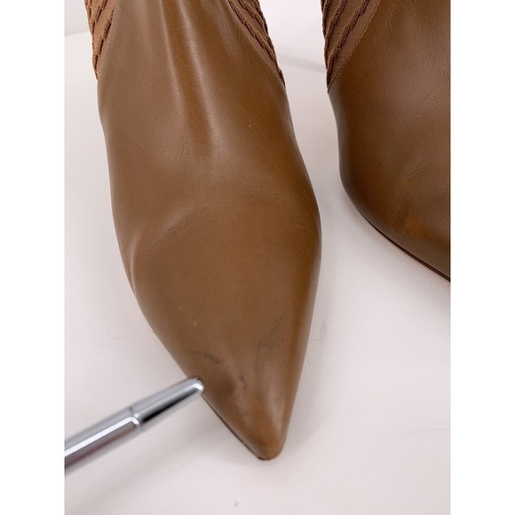 GIANVITO ROSSI - Katie 85 Leather/Knit Sock Bootie Brown Boots - EU 41 - Picture 10 of 12